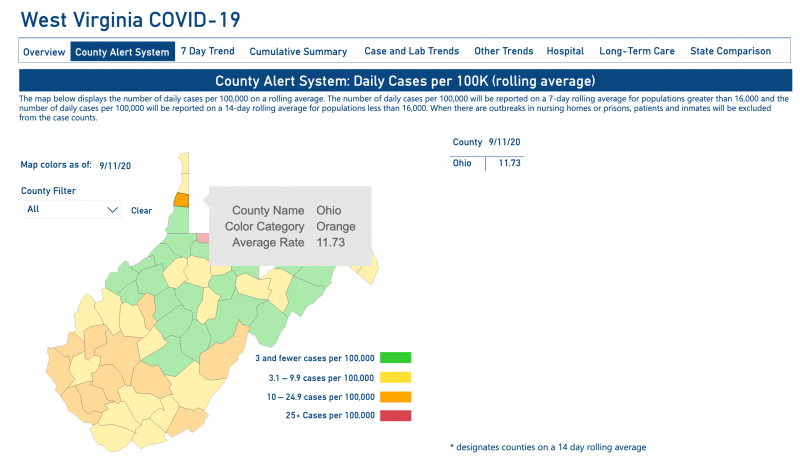Latest W.Va. COVID-19 map causes confusion for upcoming school week